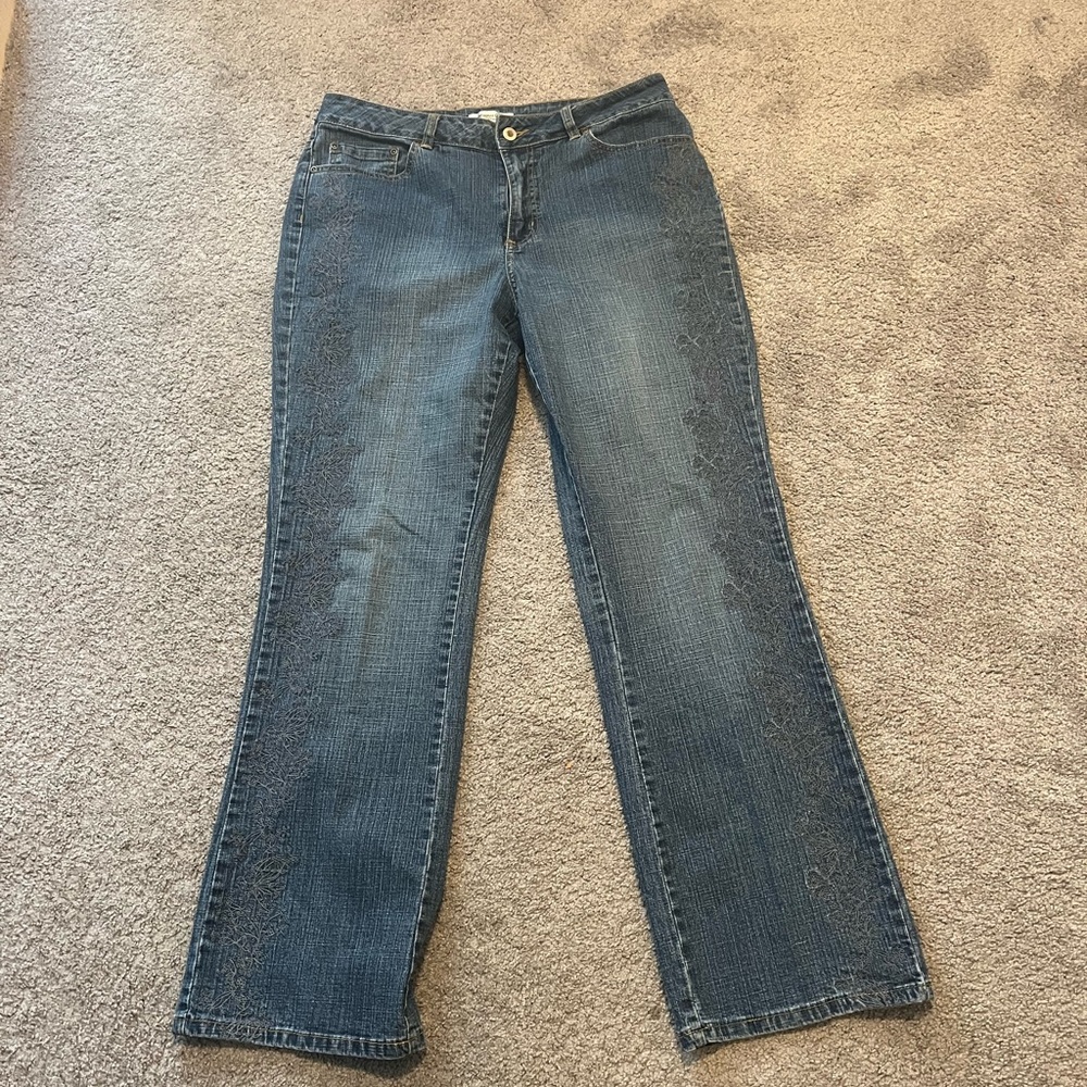 Coldwater Creek size 12 Embroidered Classic Blue Women's Jeans